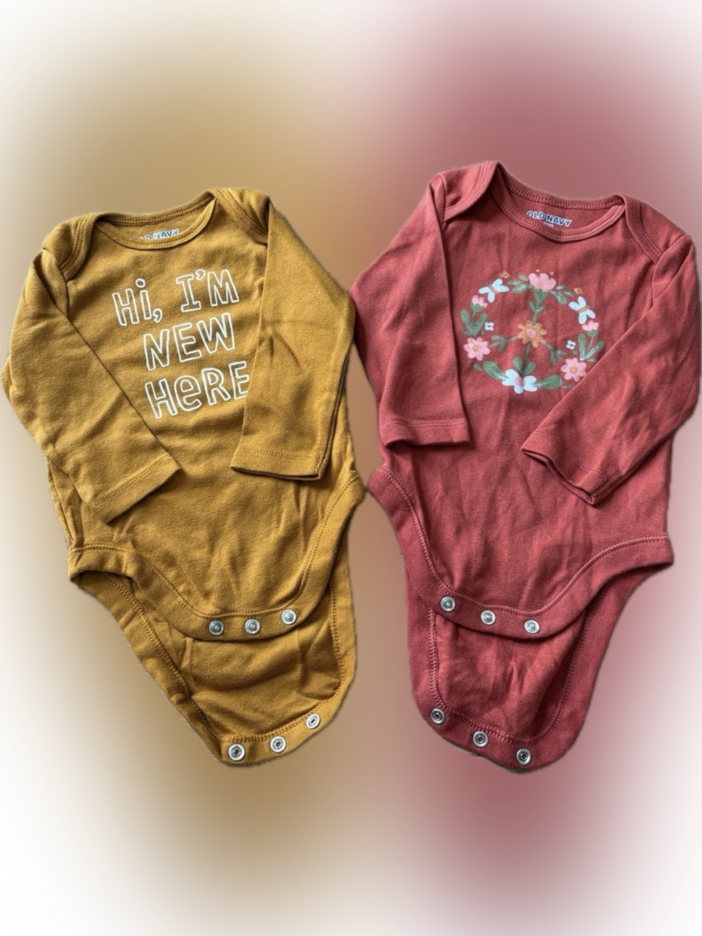 Old Navy Kids Long-Sleeve One-Piece Bodysuits - Mustard & Rust